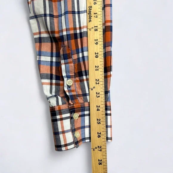 Abercrombie Fitch Shirt Men's XL Orange Plaid Button Down Long Sleeve Preppy - Picture 12 of 12